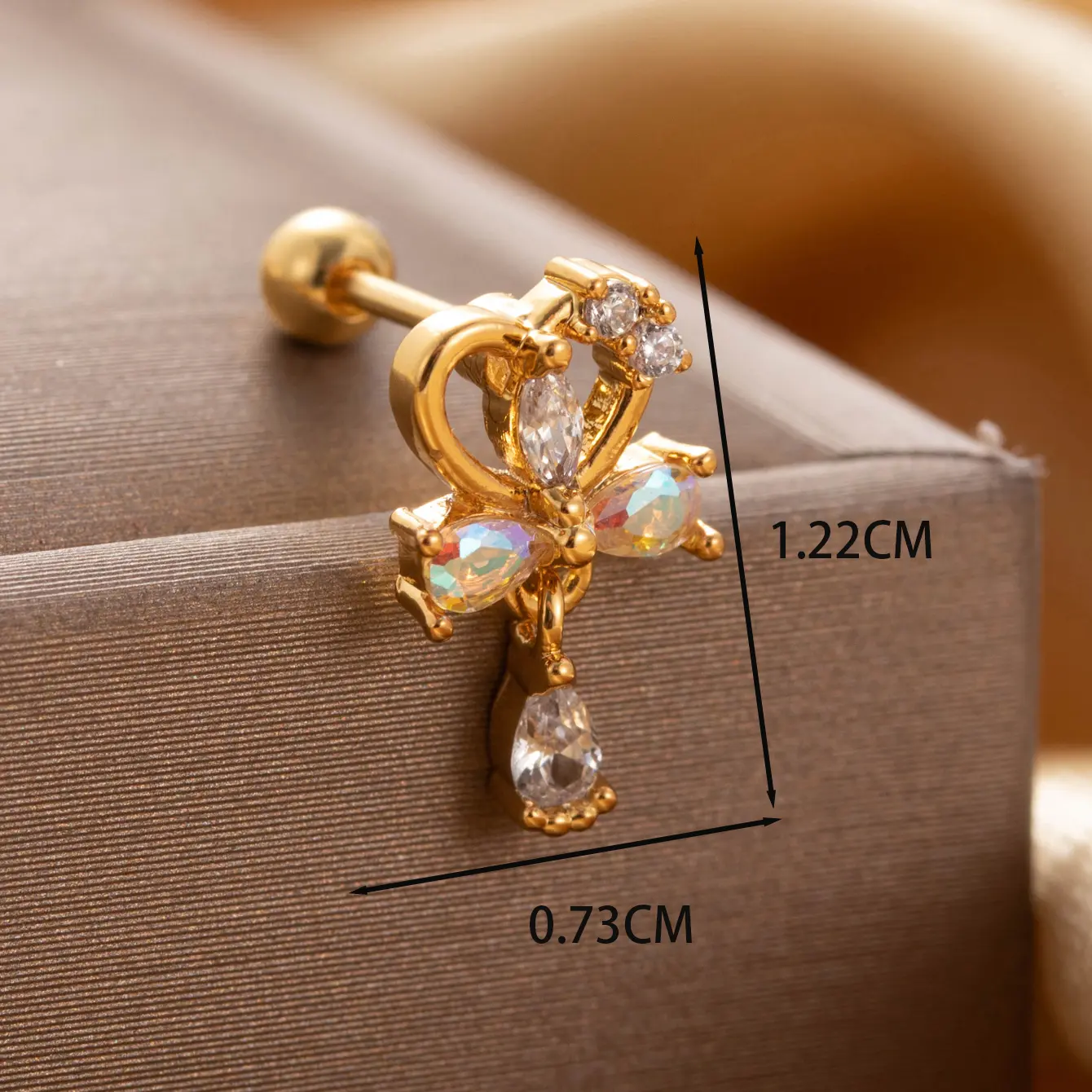 1 Piece Simple Series Classic Heart Titanium Steel   Gold Color Zircon Women's Dangle Earrings h5 